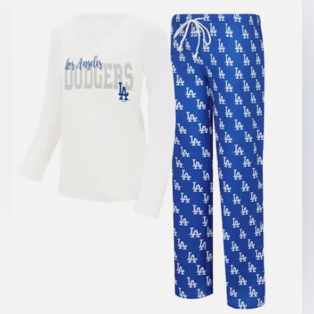 NEW - LA Dodgers Concepts Sport Women's LS V-Neck T-Shirt & Gauge Pants SleepSet